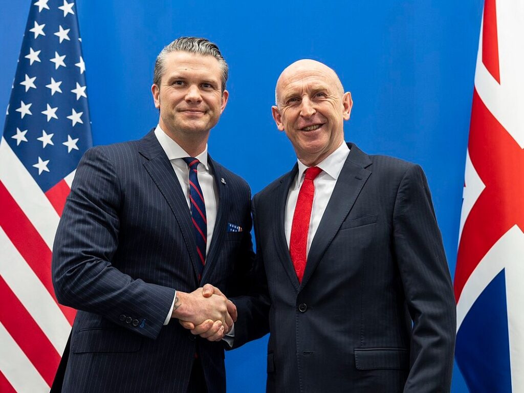 U.S. Secretary of Defense Pete Hegseth with UK Secretary of State for Defence John Healey, February 2025