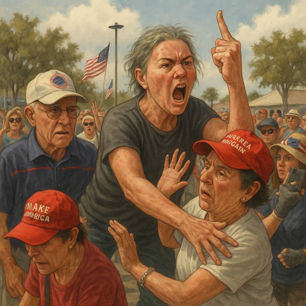 Florida Woman Charged: 73-Year-Old Shoved at Kirk Vigil