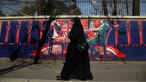 Anti-US mural in Tehran as tensions with the United States rise