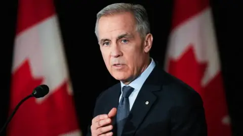 Canada's Prime Minister Mark Carney speaks during a news conference in Quebec City on 22 January 2026. Reuters.