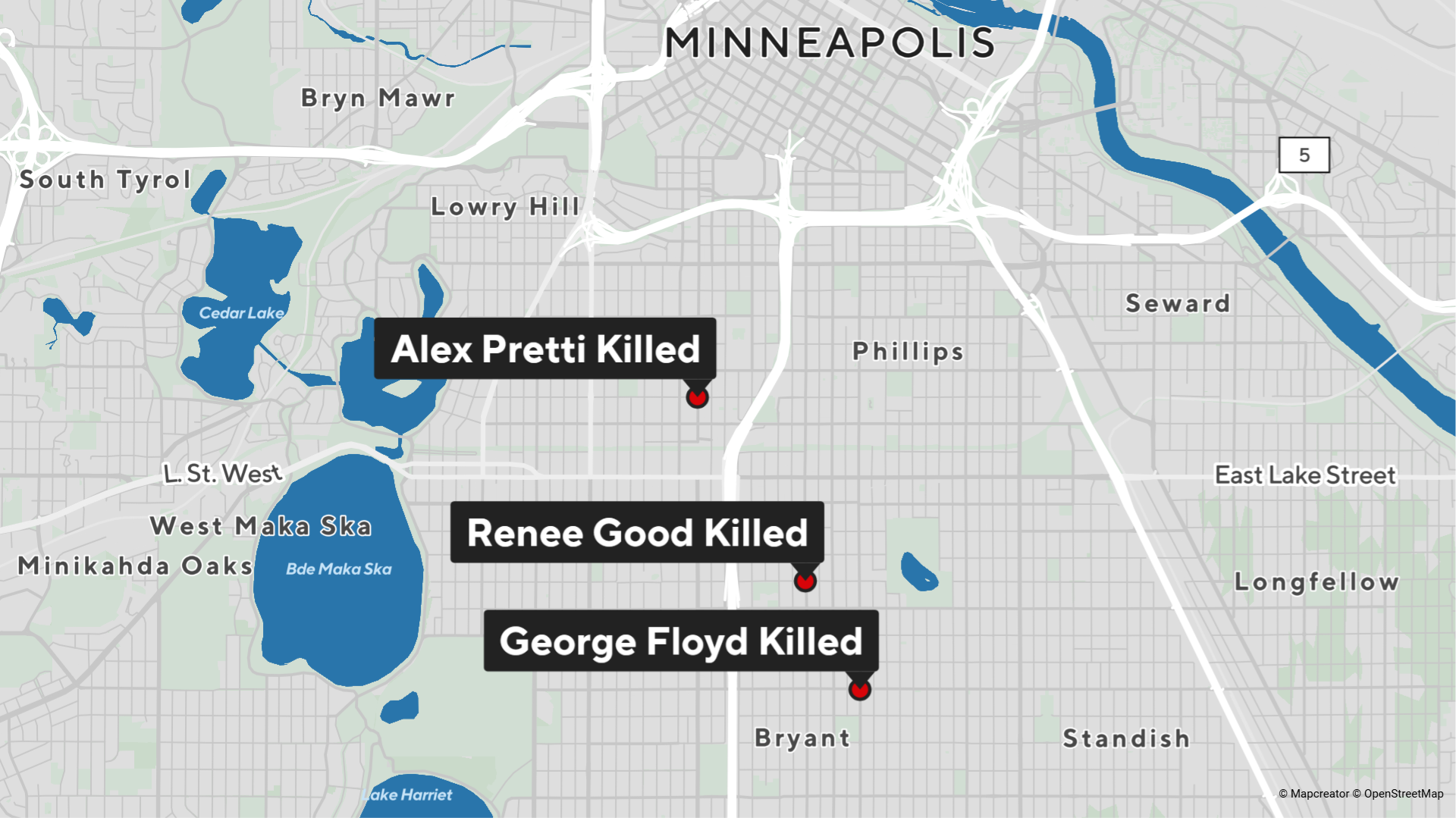Map of the area in south Minneapolis where the shooting occurred, via WCCO.