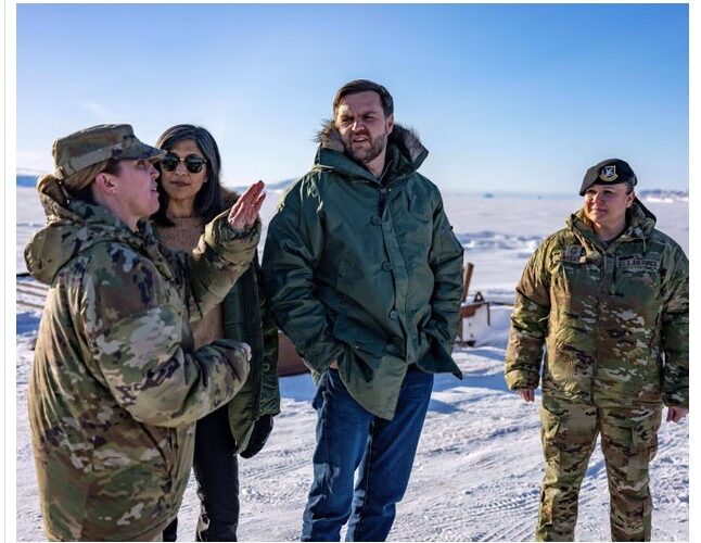 Altered image of Greenland overlaid with the U.S. flag and the caption 'SOON.' as posted on X by Katie Miller