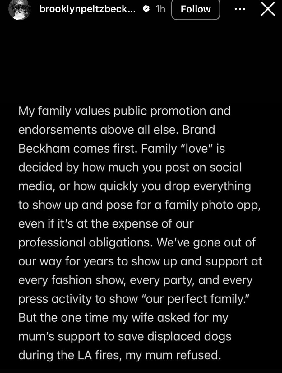 Additional image from @OliLondonTV thread highlighting Brooklyn Beckham's alleged remarks about family, endorsements, and his marriage.