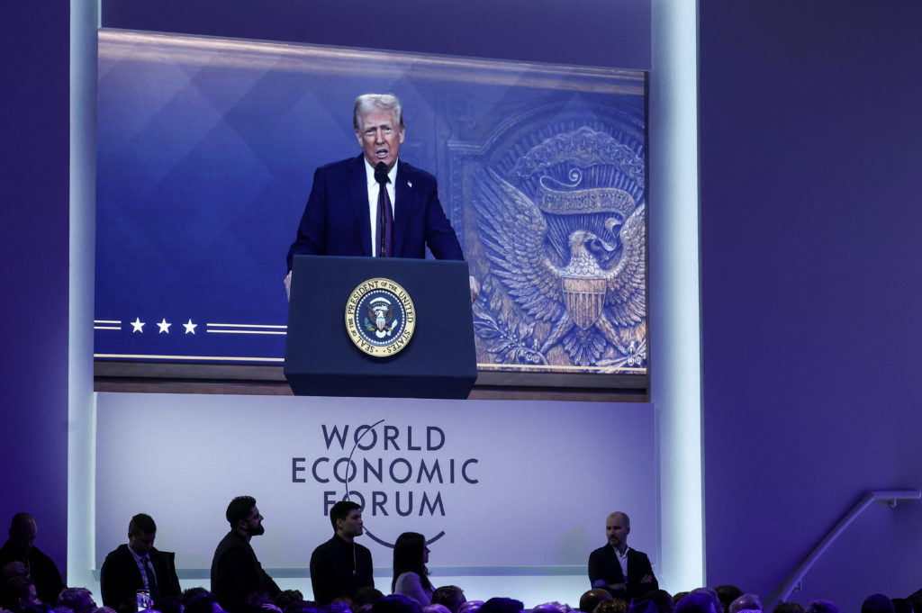 Donald Trump speaks at the World Economic Forum in Davos