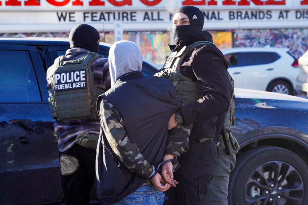 ICE agents during an enforcement operation in Minneapolis