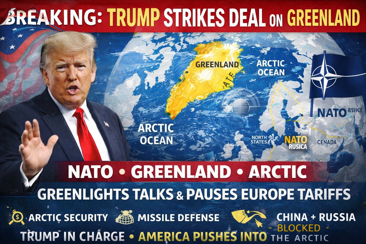 Trump speaks at the World Economic Forum in Davos amid reports of a NATO/Arctic security framework and a pause on European tariffs.