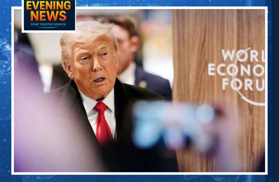 President Trump at Davos after talks, backing down from a threatened Greenland-related tariff move and signaling a possible future framework deal with Europe.
