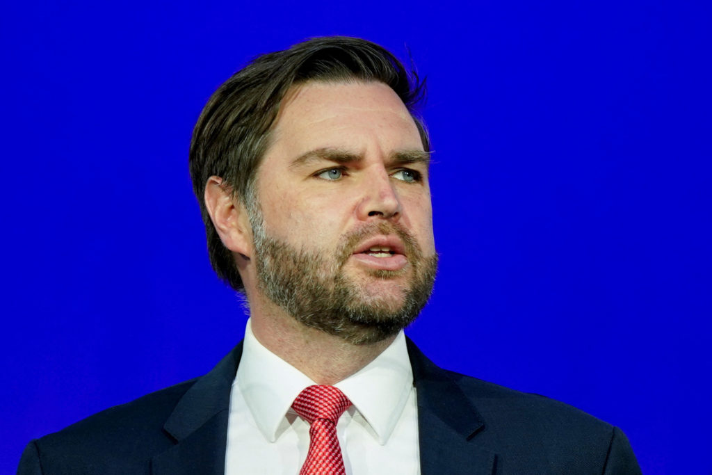 Vice President JD Vance delivers remarks at the American Dynamism Summit in Washington, D.C., on March 18. Photo by Kent Nishimura/Reuters