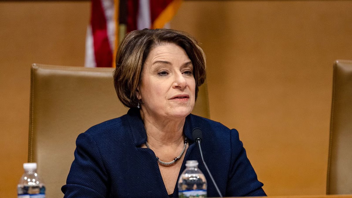Photo shared on X in a post about Sen. Amy Klobuchar joining calls to condition DHS funding on ICE reforms.