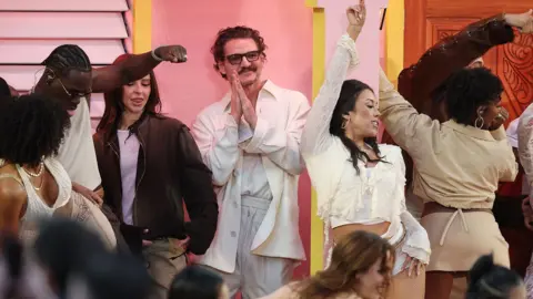 Pedro Pascal joins Bad Bunny onstage at the casita set
