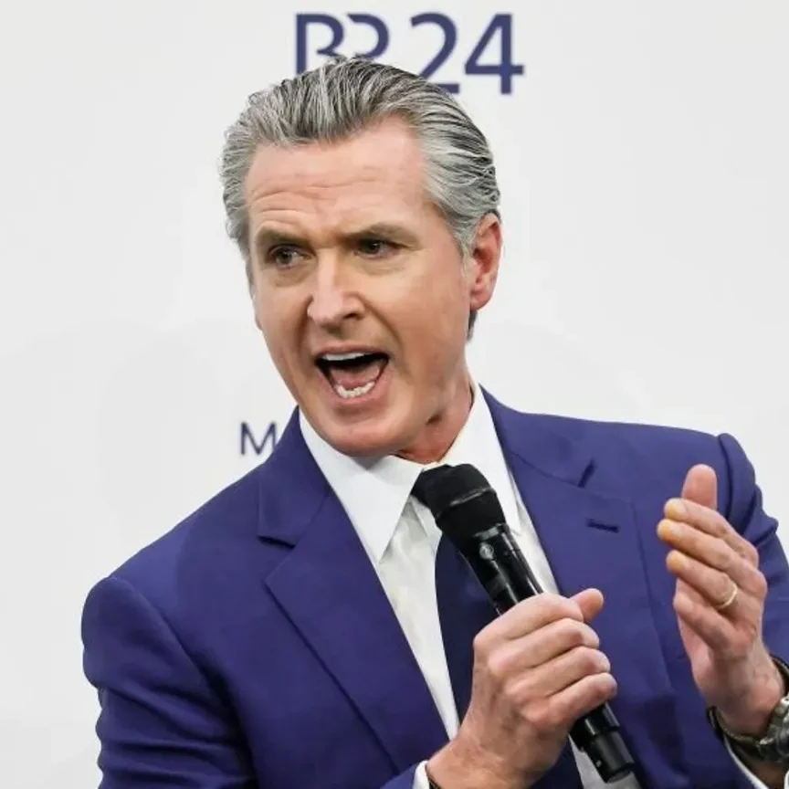 Gavin Newsom, Democratic governor of California, told attendees that "Donald Trump is temporary" - bbc