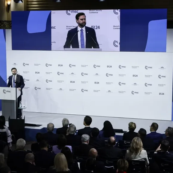 JD Vance stunned world leaders with his speech at last year's Munich conference - bbc
