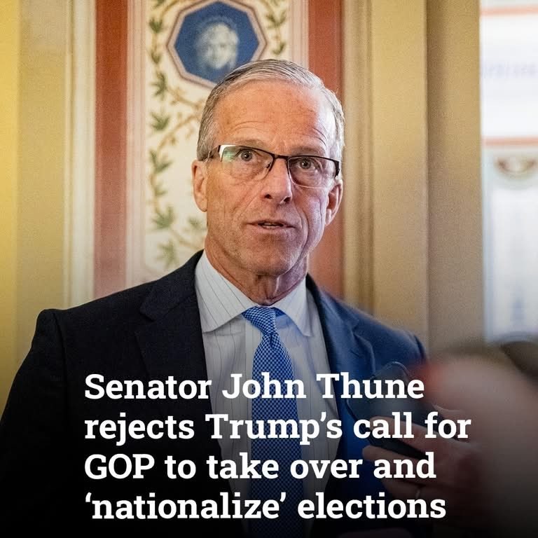 Sen. John Thune rejects proposal to 'nationalize' U.S. elections. - cbs