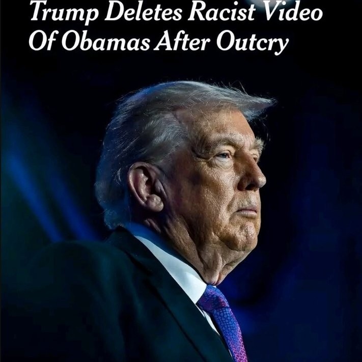 BIG NEWS! Trump is facing backlash after sharing a racist video depicting Barack and Michelle Obama as apes on Truth Social. The post was deleted after bipartisan criticism, but Trump refuses to apologize, saying he "didn't make a mistake". https://t.co/i1C8aDWR8s - cbs
