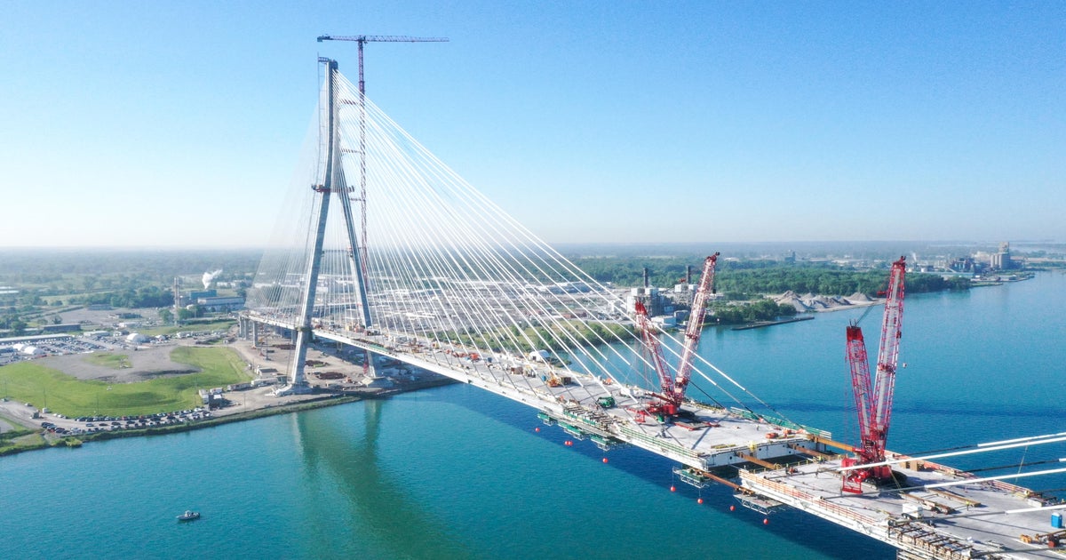 Gordie Howe International Bridge construction between Detroit and Windsor, a key symbol of U.S.-Canada trade ties.