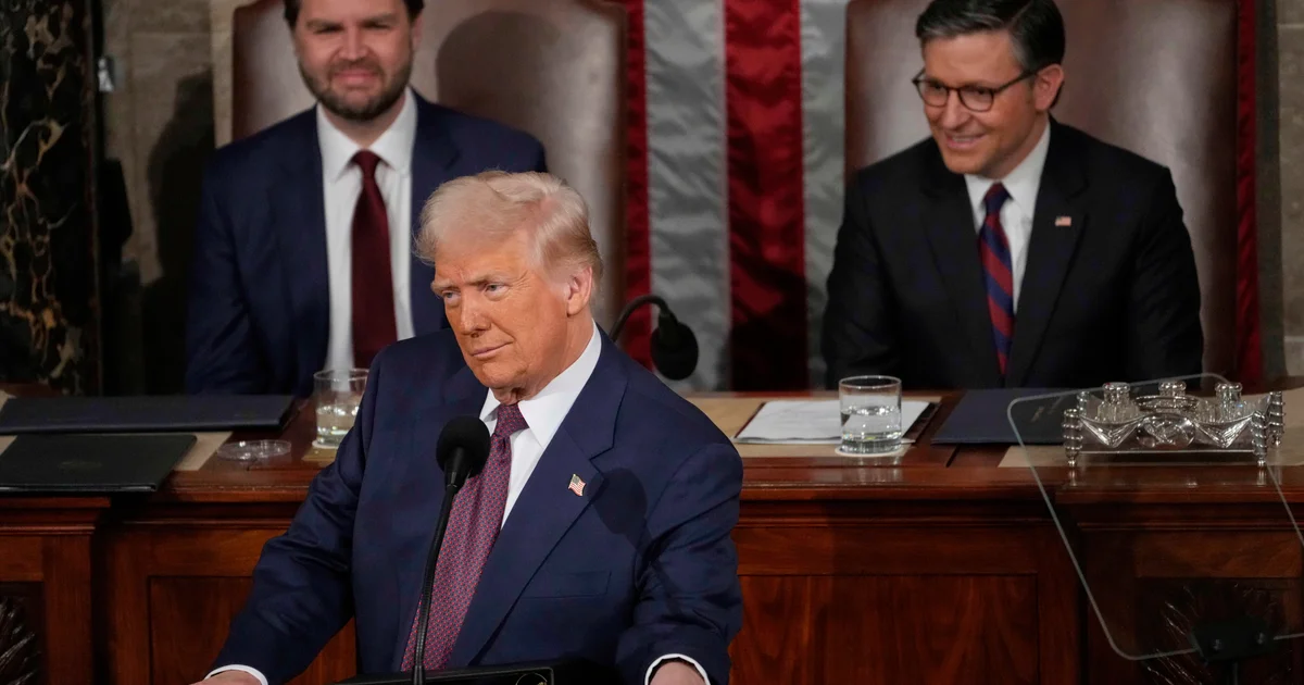 President Trump at the rostrum during the State of the Union.