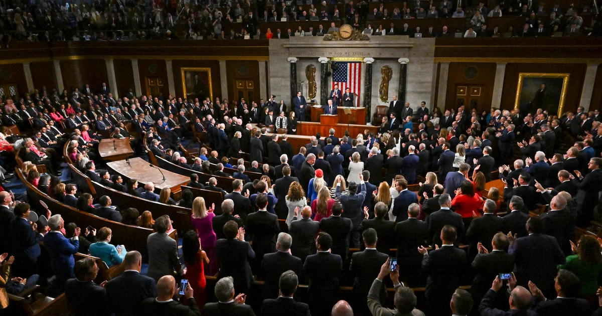Wide view of the House chamber during President Trump's 2026 State of the Union.