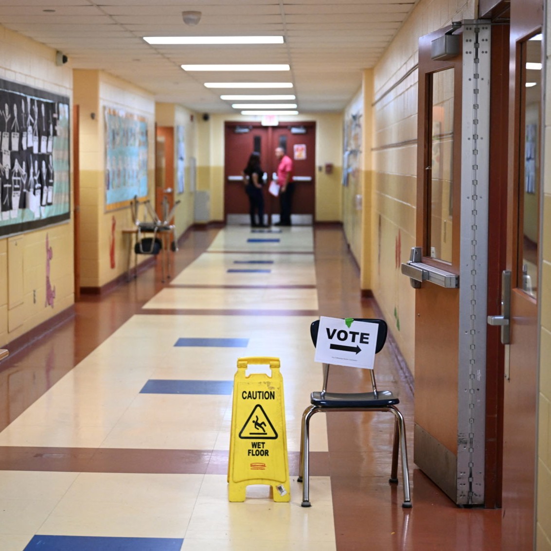 A vote sign is pictured during the 2024 U.S. presidential election on Election Day in Milwaukee. Photo by Vincent Alban/Reuters - pbs