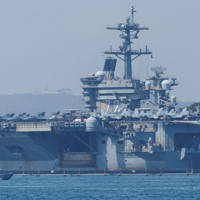 FILE PHOTO: The USS Abraham Lincoln, a Nimitz-class nuclear-powered aircraft carrier, is shown at Naval Air Station North Island in San Diego, California, Aug. 11, 2025. Photo by Mike Blake/Reuters - pbs