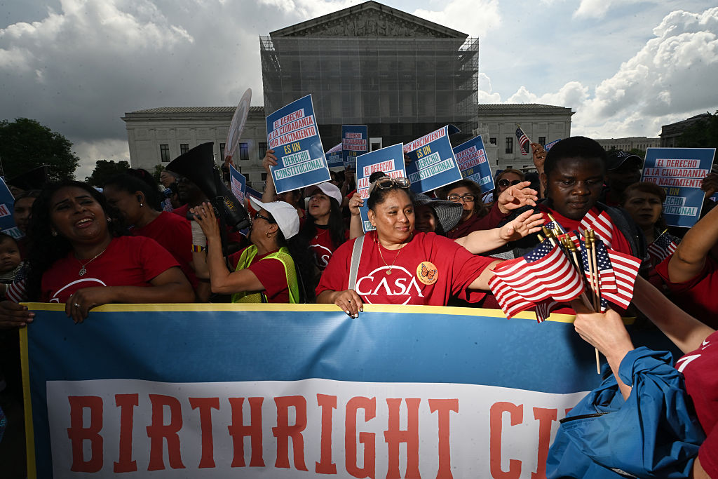 Protesters outside a federal courthouse