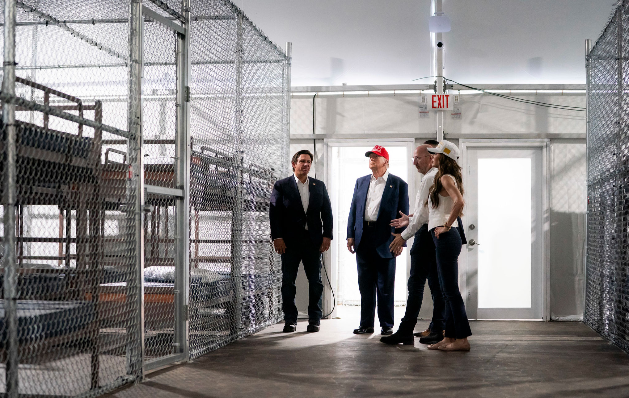 Interior walkway of a detention-style facility, reflecting immigration enforcement debates over ICE and CBP