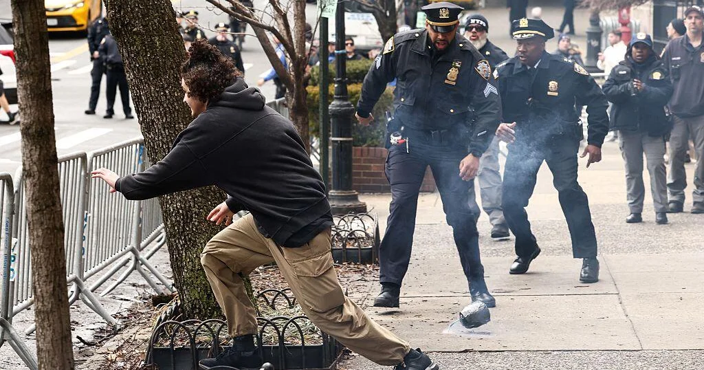 NYPD officers secure a scene during an incident response in Manhattan, March 2026.