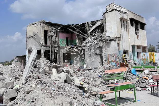 Damage at Shajareh Tayyebeh elementary school in Minab, Iran, March 5, 2026.