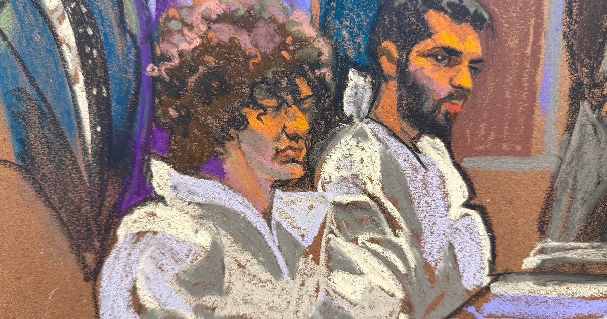 Courtroom sketch depicting two defendants charged in the alleged Gracie Mansion bomb plot.