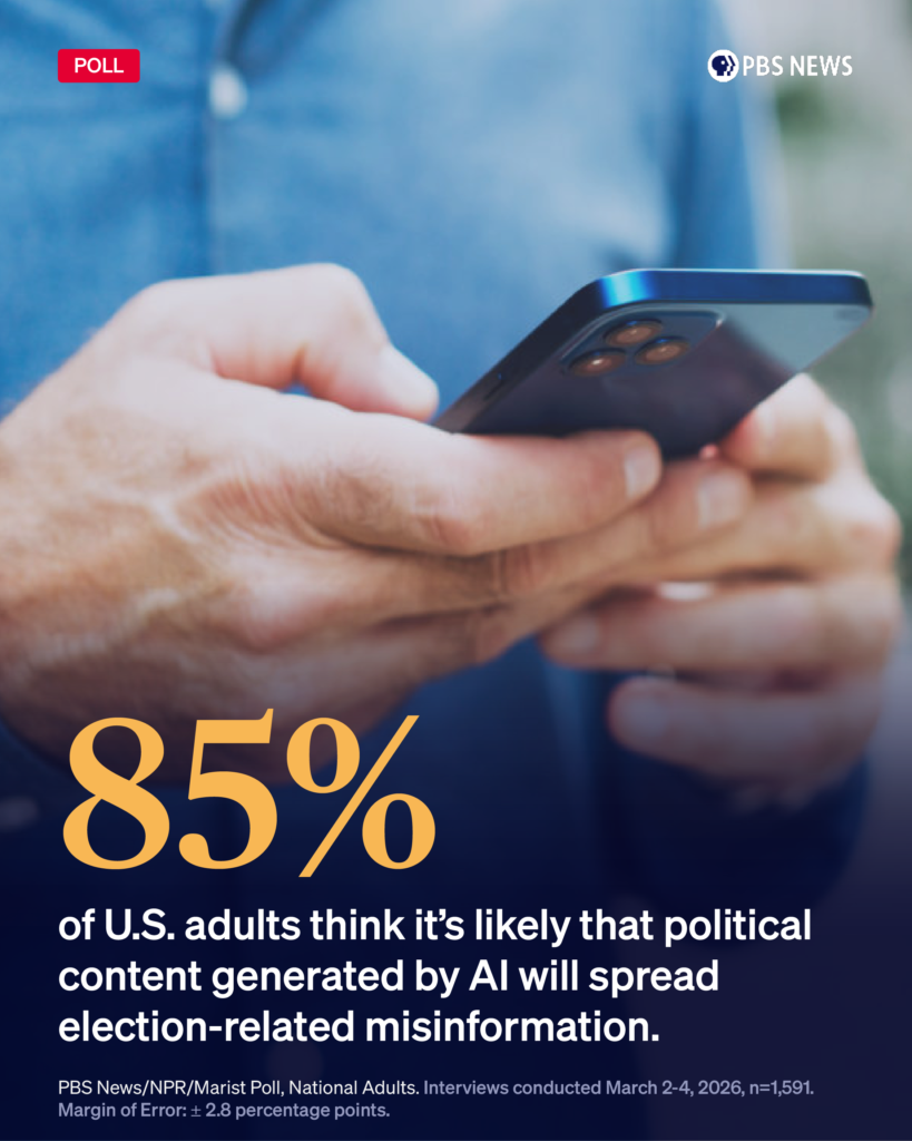 Graphic about the likelihood of AI-generated political misinformation spreading during elections
