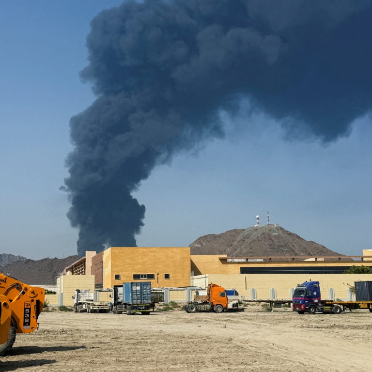Smoke rises in the Fujairah oil industry zone after interception of a drone by air defenses, Fujairah, United Arab Emirates. - Staff/Reuters
