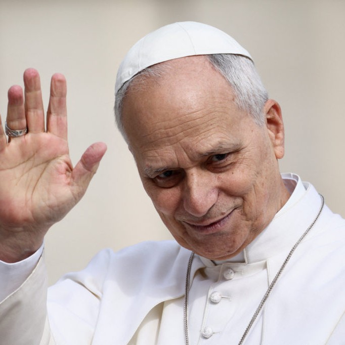 Left: Pope Leo XIV waves on the day he holds the weekly general audience in Saint Peter's Square at the Vatican, March 4, 2026. File photo by Guglielmo Mangiapane/Reuters - Guglielmo Mangiapane/Reuters