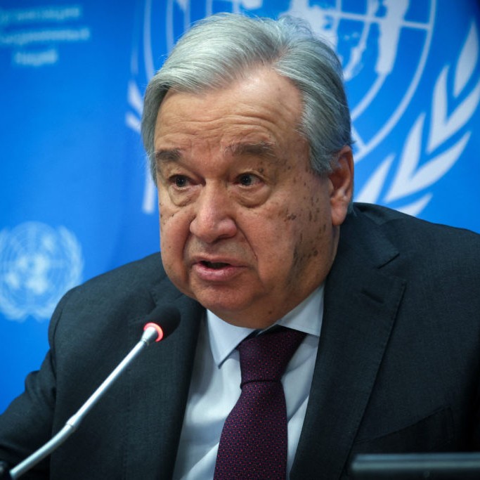 Left: United Nations Secretary General Antonio Guterres speaks during a press conference at U.N. headquarters in New York City, U.S., February 8, 2024. REUTERS/Mike Segar - Reuters